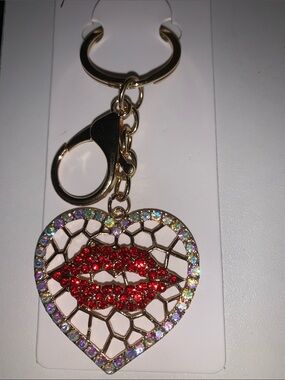 Nicole Crystal heart bag/purse charm keychain with